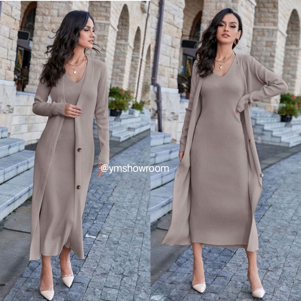 Ribbed Dress/ Cardigan Co-ord set - Picture 2 of 3